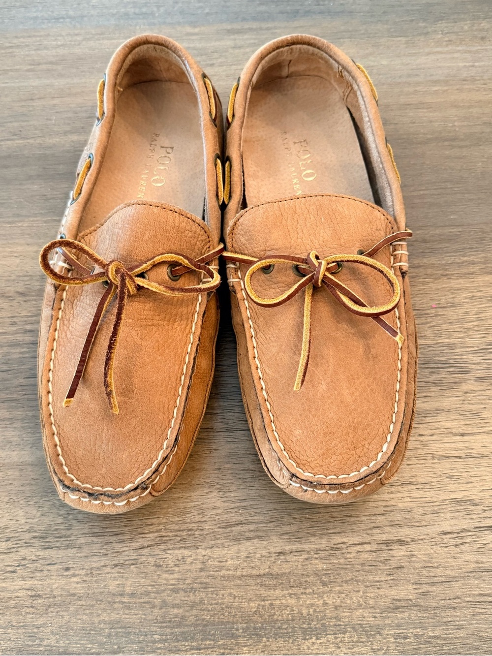 Polo Ralph Lauren Leather Driving Loafers Brown Men’s 8.5/Boys Teen